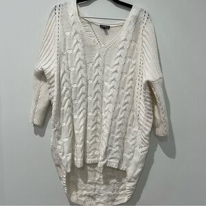 Ivory V-Neck Cable Knit Sweater